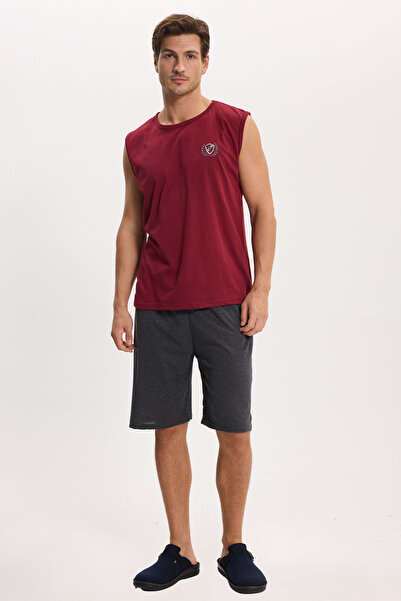 Tudors Men's Standard Fit Regular Cut Sleeveless Cotton Claret Red T-Shirt Gr...