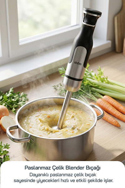 Sinbo SHB-7534 Blender Seti | Çelik Blender, Çırpıcı, Doğrayıcı, Rende ve Dilimleme Aparatlı Mutfak Robotu