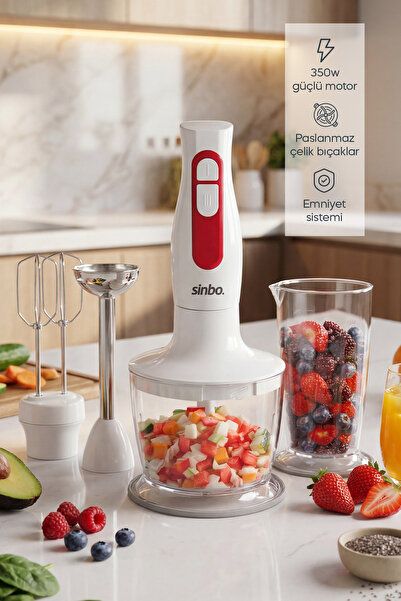 Sinbo SHB 3100S El Blender Seti, Çırpıcı, Doğrayıcı Hazne ve Ölçü Kabı