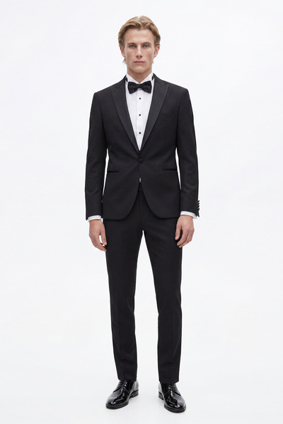ALTINYILDIZ CLASSICS Men's Black Slim Fit Narrow Cut Mono Collar Patterned Cl...