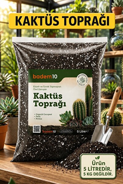 Badem10 (5 LİTRE) Organik Cocopeat Perlit Pomza Karışımlı Kaktüs ve Sukulent ...