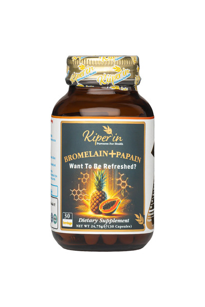 Kiperin Bromelain(2500 GDU) & Papain - Doğal Proteolitik Enzim (30Kapsül & 70...