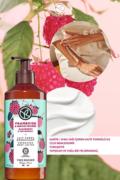 Yves Rocher Vücut Losyonu -Nemlendirici Besleyici Enerjik Frambuaz Nane- Vegan-390ml