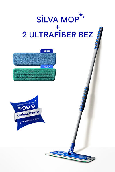 Silva Set de 2 mopuri din microfibră – Lavetă pentru mop umed și uscat pentru...