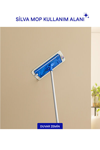 Silva Ultrafiber Mop Tekli Set – Tavan & Yüksek Alanlar İçin Duvar Mop Bezi