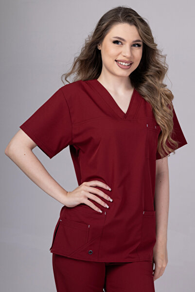 tag Costum medical pentru femei, bluză și pantaloni, STELLAR, Visiniu, 100% P...