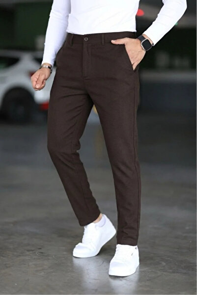 Bürke Pantaloni pentru bărbați, de culoare maro, croială italiană, slim fit, ...