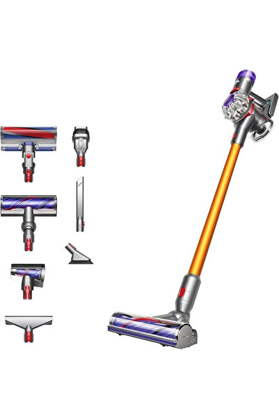 DYSON مكنسة كهربائية لاسلكية V8 Absolute، لون أصفر فضي