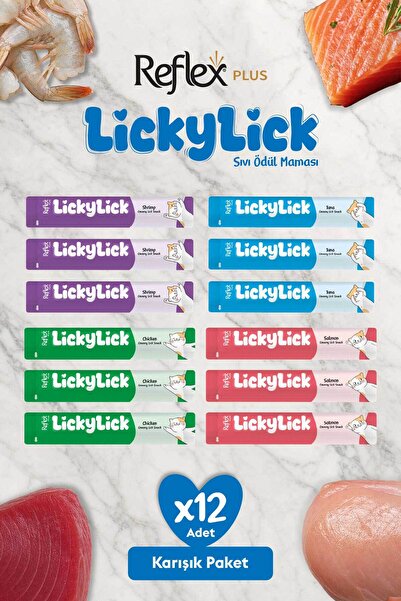 Plus Lickylick Sıvı Ödül Maması Karışık Paket 15 gr x 12 Adet