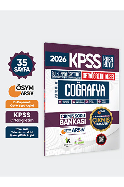 Karakutu Yayınları 2026 FULLOrtaöğretim KPSS Coğrafya Kara Kutu ÖSYM Çıkmış S...