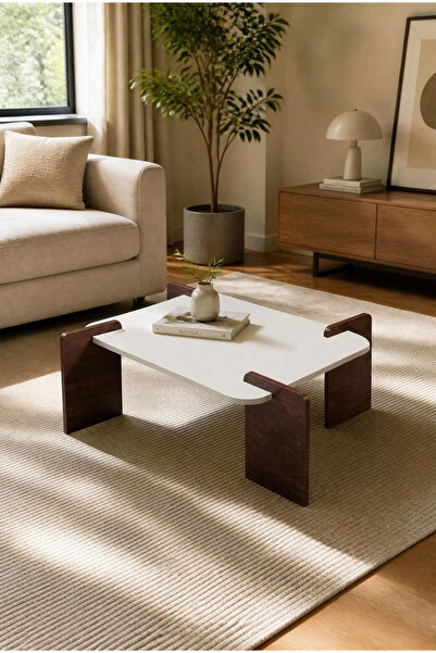 tridihome Modern Orta Sehpa Beyaz Üst Tablalı Ahşap Ayaklı Şık Tasarım Salon ...