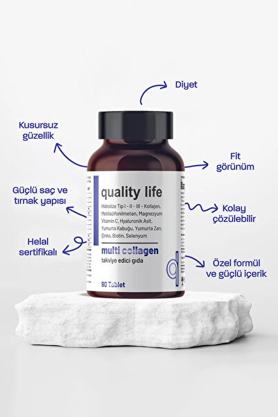 Quality Life Multi Collagen 90 Tablet - Tip 1-2-3-5-10 Kolajen MSM Magnezyum Collegen Peptidies Colagen Çinko
