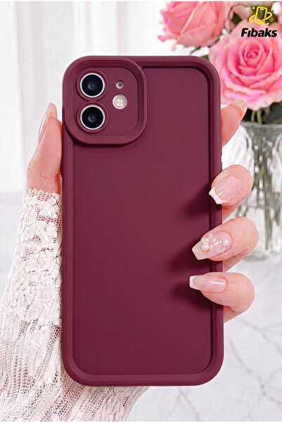 Fibaks iPhone 11 Kılıf Kamera Korumalı Yumuşak Dokulu Renkli Silikon Kapak Bordo