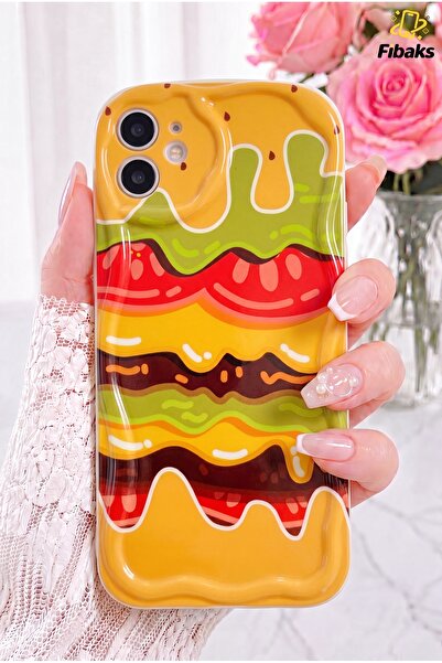 Fibaks iPhone 11 Kılıf Tasarımlı Desenli Kamera Korumalı Burger Renkli Yumuşa...