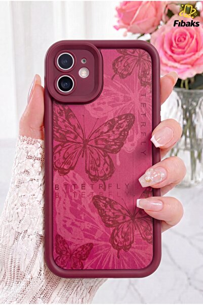 Fibaks iPhone 11 Kılıf Yumuşak Dokulu Kelebek Desenli Yumuşak Kamera Korumalı...