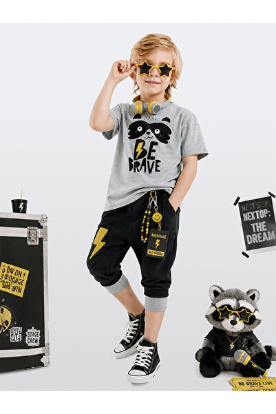 Denokids Rakun Boys Summer T-Shirt Capri Shorts Set