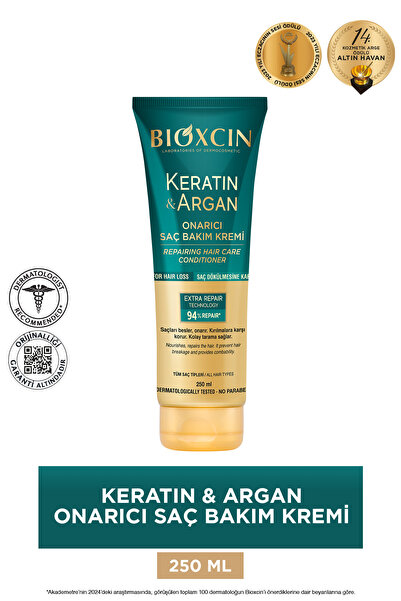 Bioxcin Cremă de îngrijire reparatoare pentru păr cu cheratină și argan 250 m...