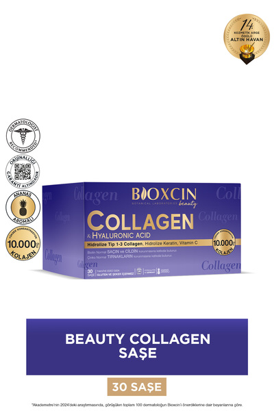 Bioxcin Beauty Collagen Powder 30 Sachet X 10,000 Mg Type 1 - Type 3 Hydrolyz...