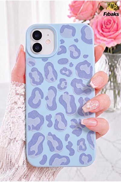 Fibaks iPhone 11 Kılıf Mavi Leopar Şık Tasarımlı Premium İnce Soft Silikon