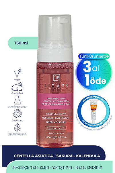 Licape رغوة تنظيف الوجه ساكورا وكينتيللا أسيتيكا 150 مل