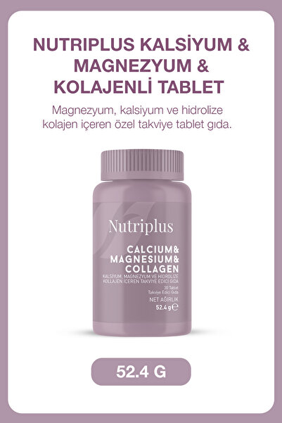 Farmasi Nutriplus Kalsiyum Magnezyum ve Hidrolize Kollajen İçeren Takviye Edi...