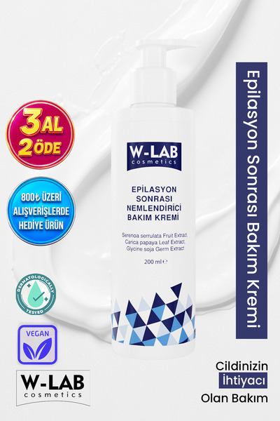 W-Lab Cosmetics Epilasyon Sonrası Nemlendirici Bakım Kremi 200 ml - Tüy Azalt...