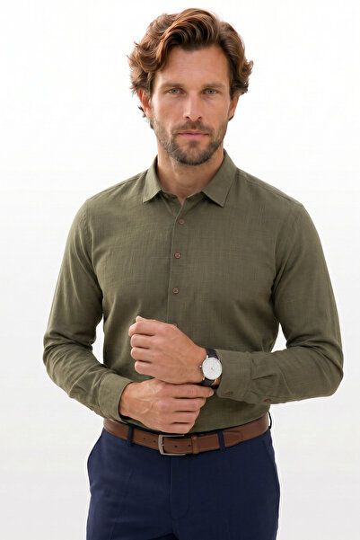 Tudors Men's Relax Fit Comfortable Cut Long Sleeve Self-Patterned Viscose Fab...