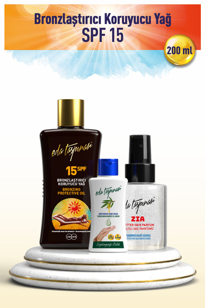 Eda Taşpınar Bronzlaştırıcı Koruyucu Yağ SPF15 200ml - El Kremi & Candy Jar S...