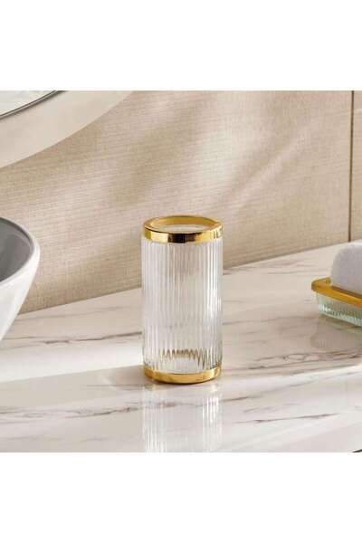PAN HOME كوب زجاجي أستريد 7.5×7.5×11.5 سم - ذهبي