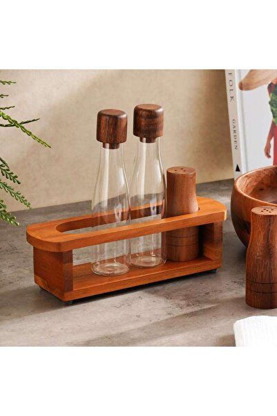 PAN HOME Billi 5-Piece Cruet Set 26x7.5x21cm - Natural