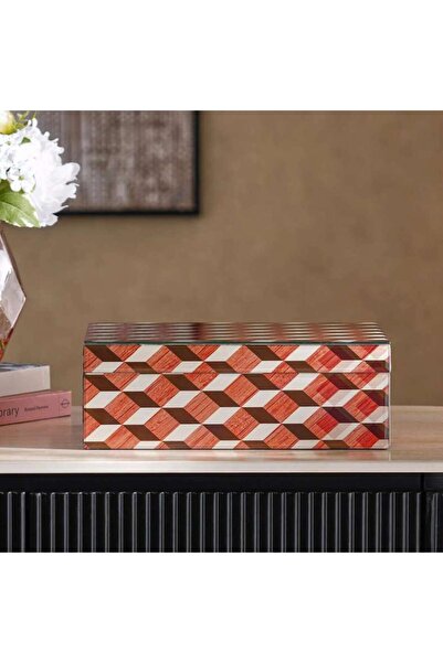 PAN HOME Verona Mdf & Glass Decor Box 28x18x10cm - Brown
