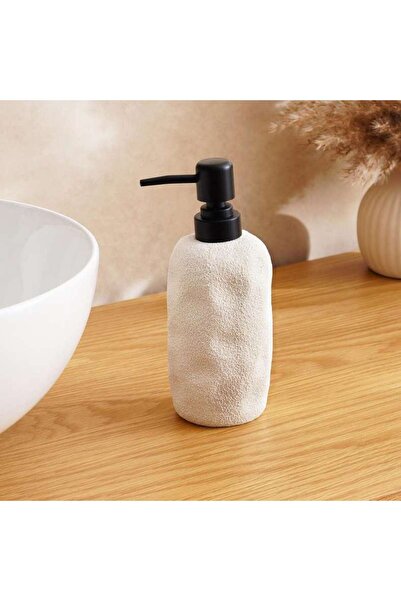 PAN HOME Crest Textured Soap Dispenser 8x8x20 Cm - Cream