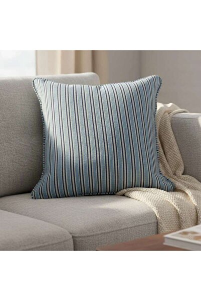 PAN HOME Heritage Stripe Down Alternative Filled Cushion 50x50cm - Indigo