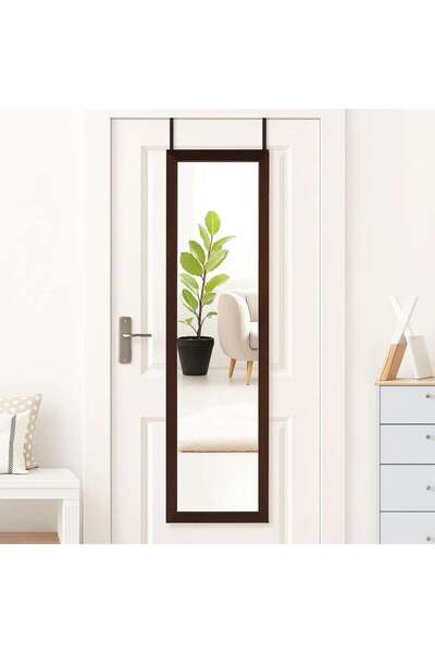 PAN HOME مرآة باب مع خطاف 34×124 سم - بني