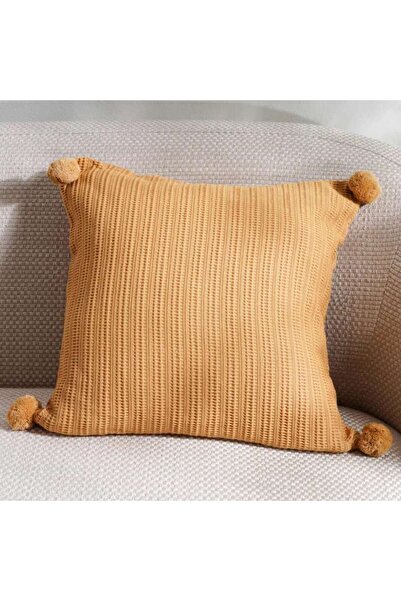 PAN HOME Brighton Supersoft Waffle Pom-pom Cushion Cover 50x50cm - Buff