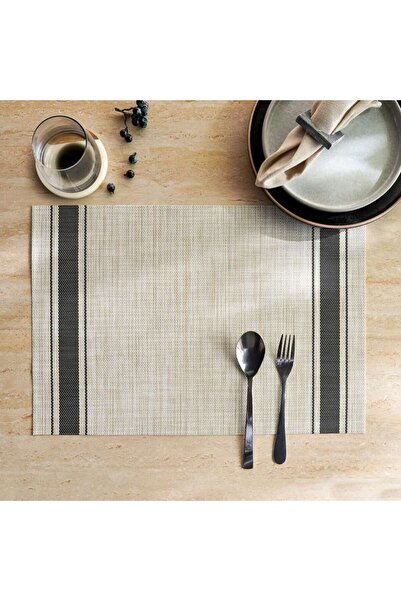 PAN HOME Aspen Border 4piece Vinyl Placemat Set 33x48cm -black