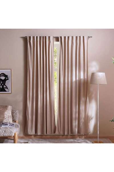 PAN HOME Amanda Velvet 2 Piece Blackout Curtain Set 130x240cm - Beige