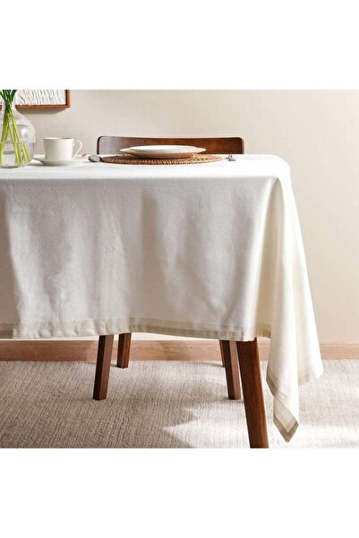 PAN HOME غطاء طاولة بحدود احتفالية 150x250 سم - عاجي