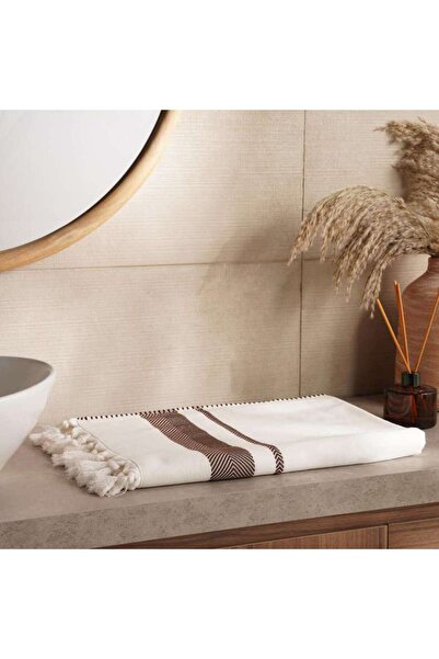 PAN HOME Anatolian Hammam Stripe Border Towel- 90x180- Anthracite