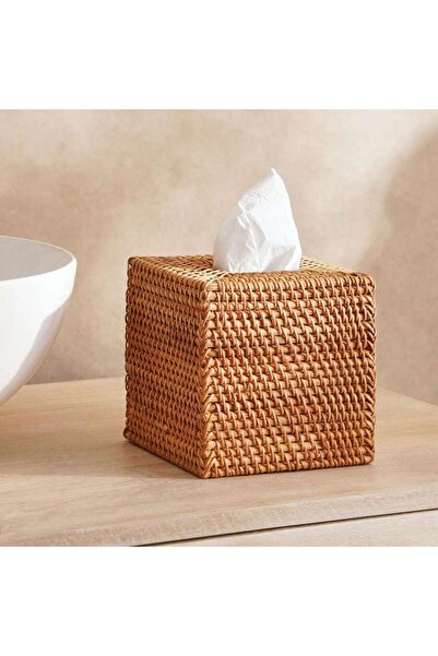 PAN HOME Manila Rattan Tissue box Holder 14x14x14cm-Natural