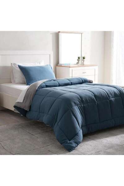 PAN HOME Down Alternative 2-piece Reversible Comforter Set 150x220cm - Blue Grey