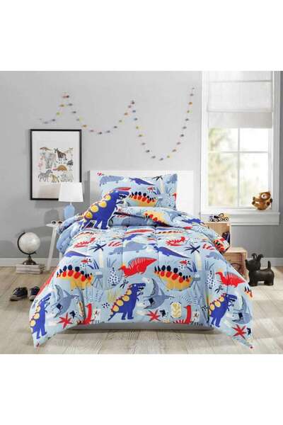 PAN HOME Giantik 3-Piece Comforter Set with Toy 135x220CM Blue