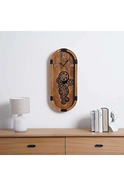 PAN HOME ساعة حائط من إكوينوكس جير 80x34x8 سم - بني