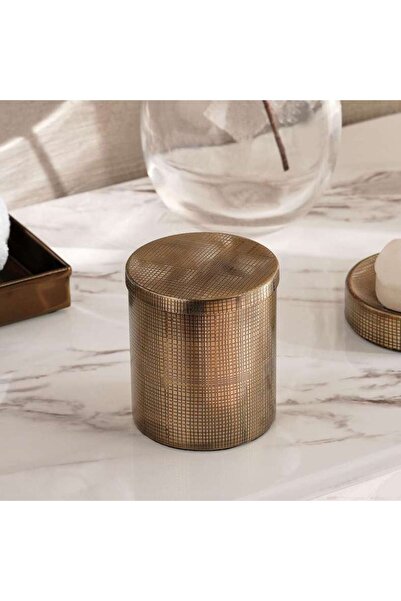 PAN HOME وعاء قطن معدني من نورويل مقاس 9×9×10 سم - ذهبي عتيق