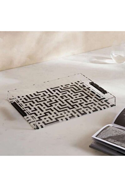 PAN HOME Mirage Geometric Design Acrylic Decor Tray 38x28x4cm- Black