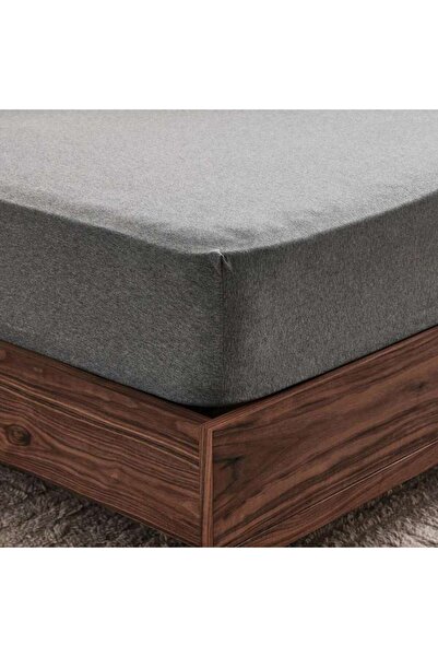 PAN HOME Supersoft Heather Jersey Queen Fitted Sheet 160x200+33cm - Grey