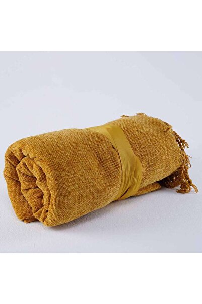 PAN HOME Cormac Chenille Throw With Fringes 140x190cm-gold