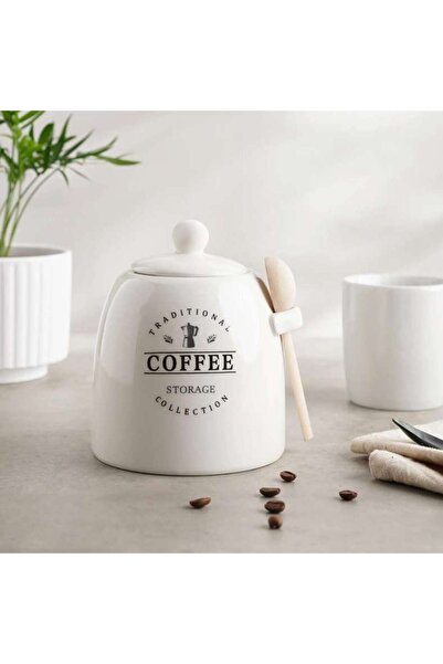 PAN HOME Zira Coffee Canister With Spoon 700ml - White