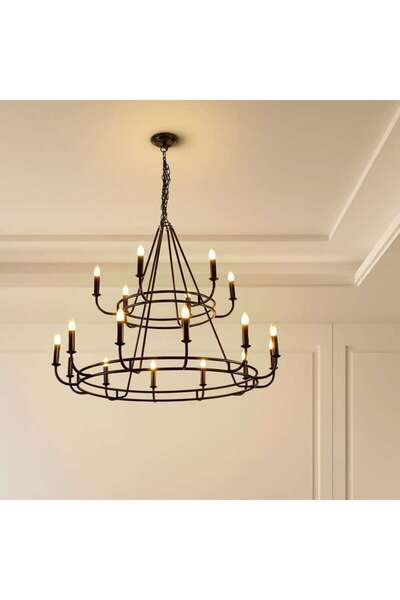 PAN HOME Luminance 18-light E-14 Chandelier 122x122x99cm - Matte Black