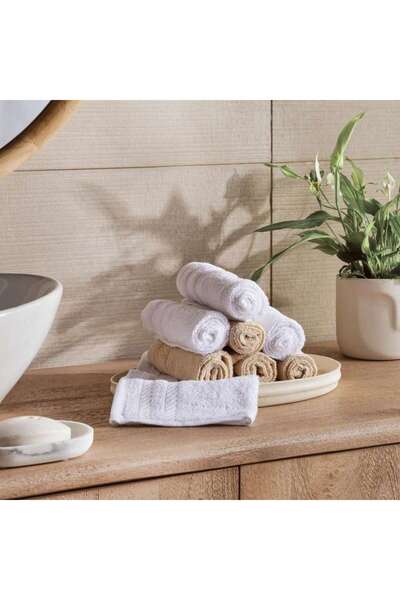 PAN HOME Essential 8-piece Fingertip Towel Set 30x30cm - Beige